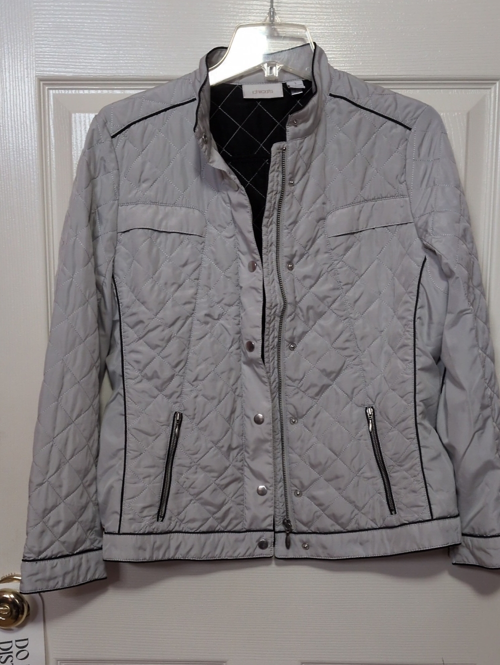 Chico's  Gray Quilted  Jacket, Size 1, VGUC
